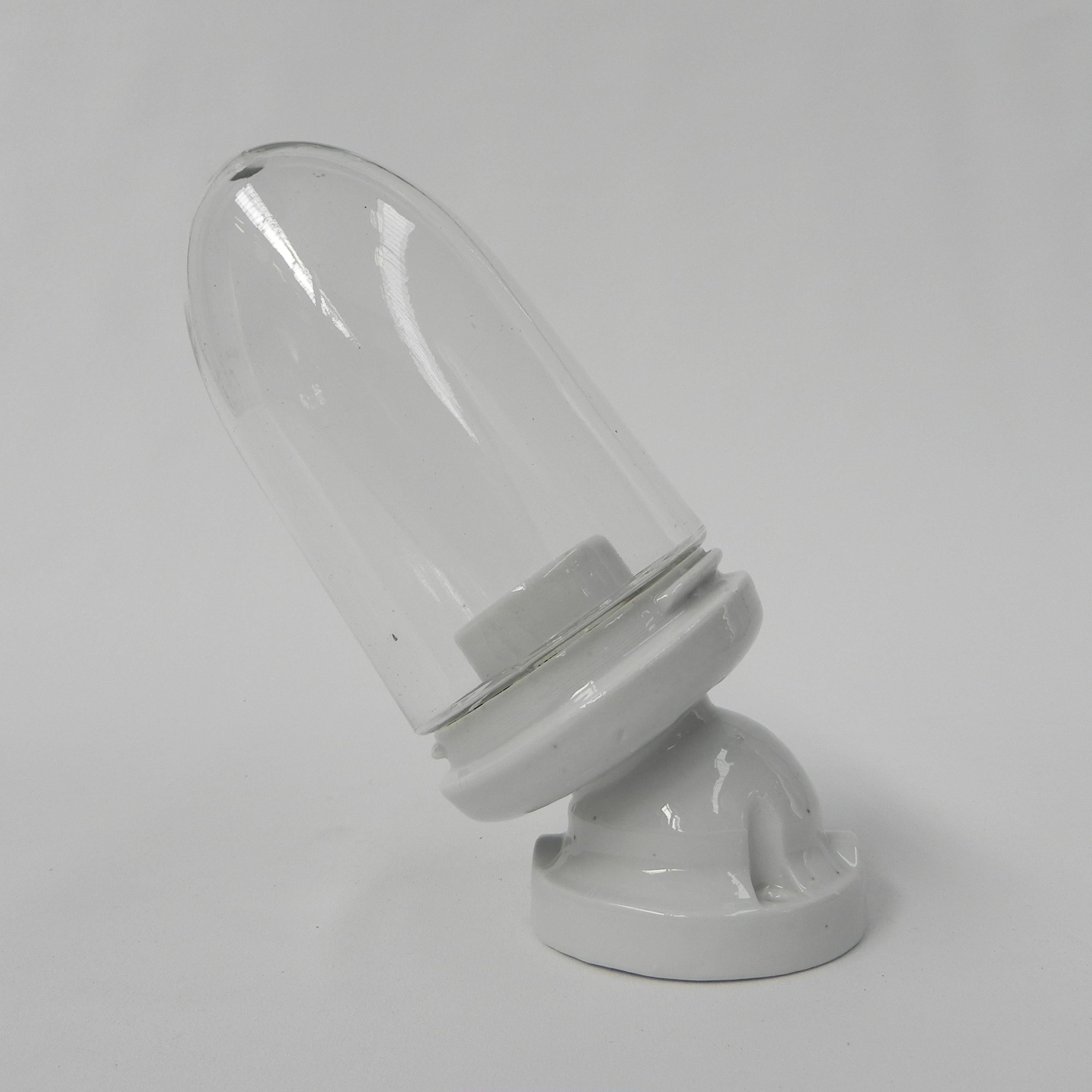 Belgian Porcelain wall lamp with glass shade, Ridem For Sale