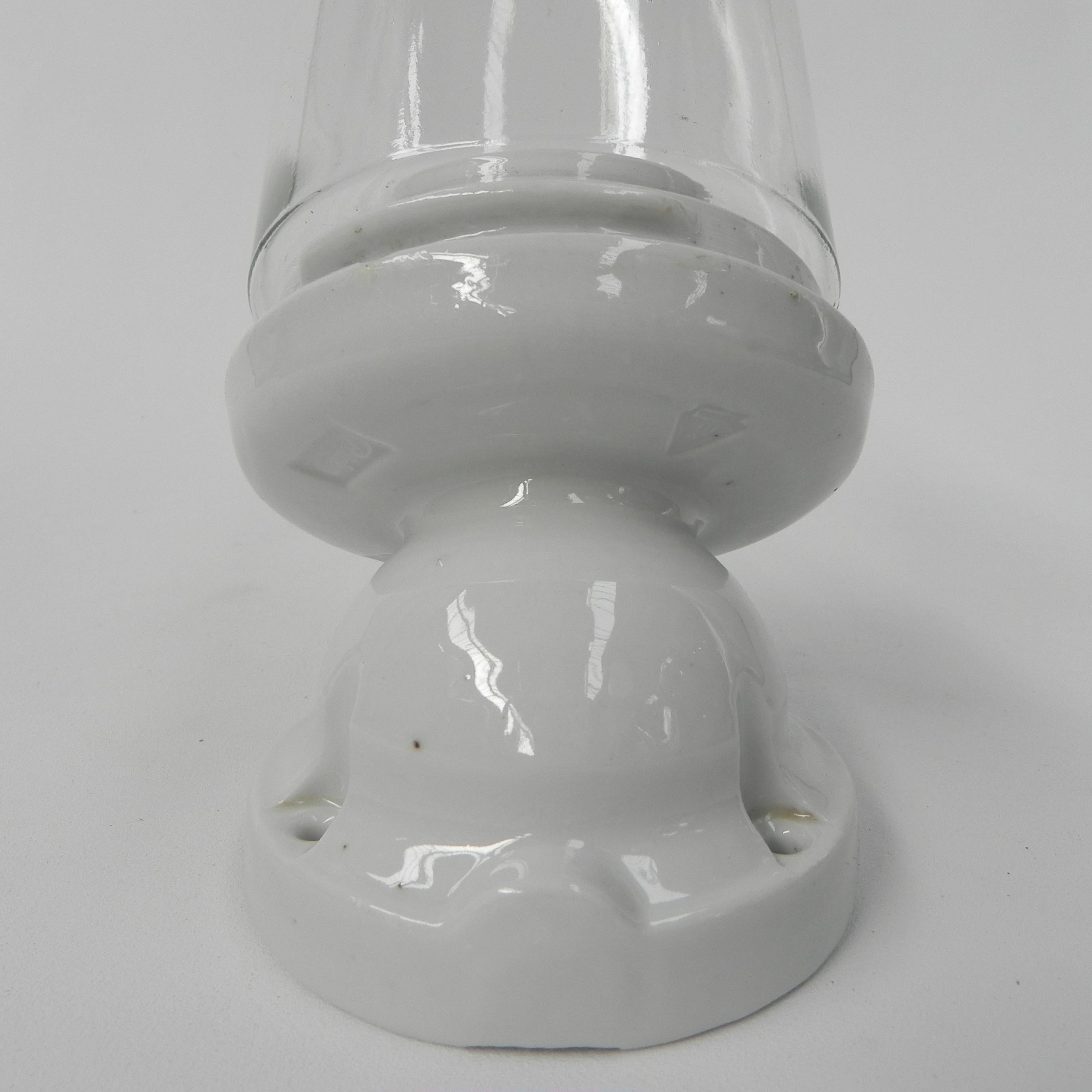 Mid-20th Century Porcelain wall lamp with glass shade, Ridem For Sale