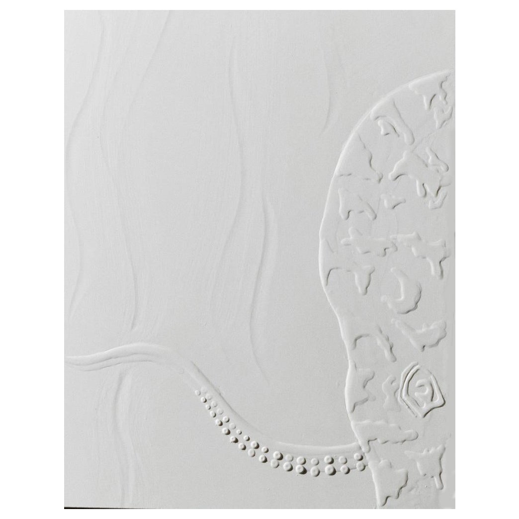 Porcelain wall mural in porcelain hand painted with pate sur pate octopus