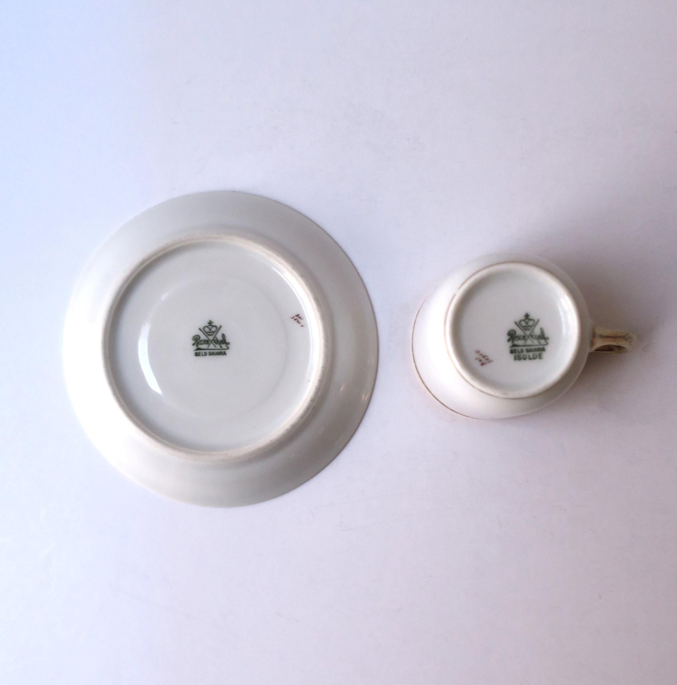 Porcelain White and Gold Coffee Espresso Tea Demitasse Cup and Saucer Rosenthal For Sale 3