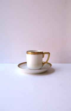 Porcelain Coffee Espresso Cup Saucer Rosenthal White Gold, Early 20th Century