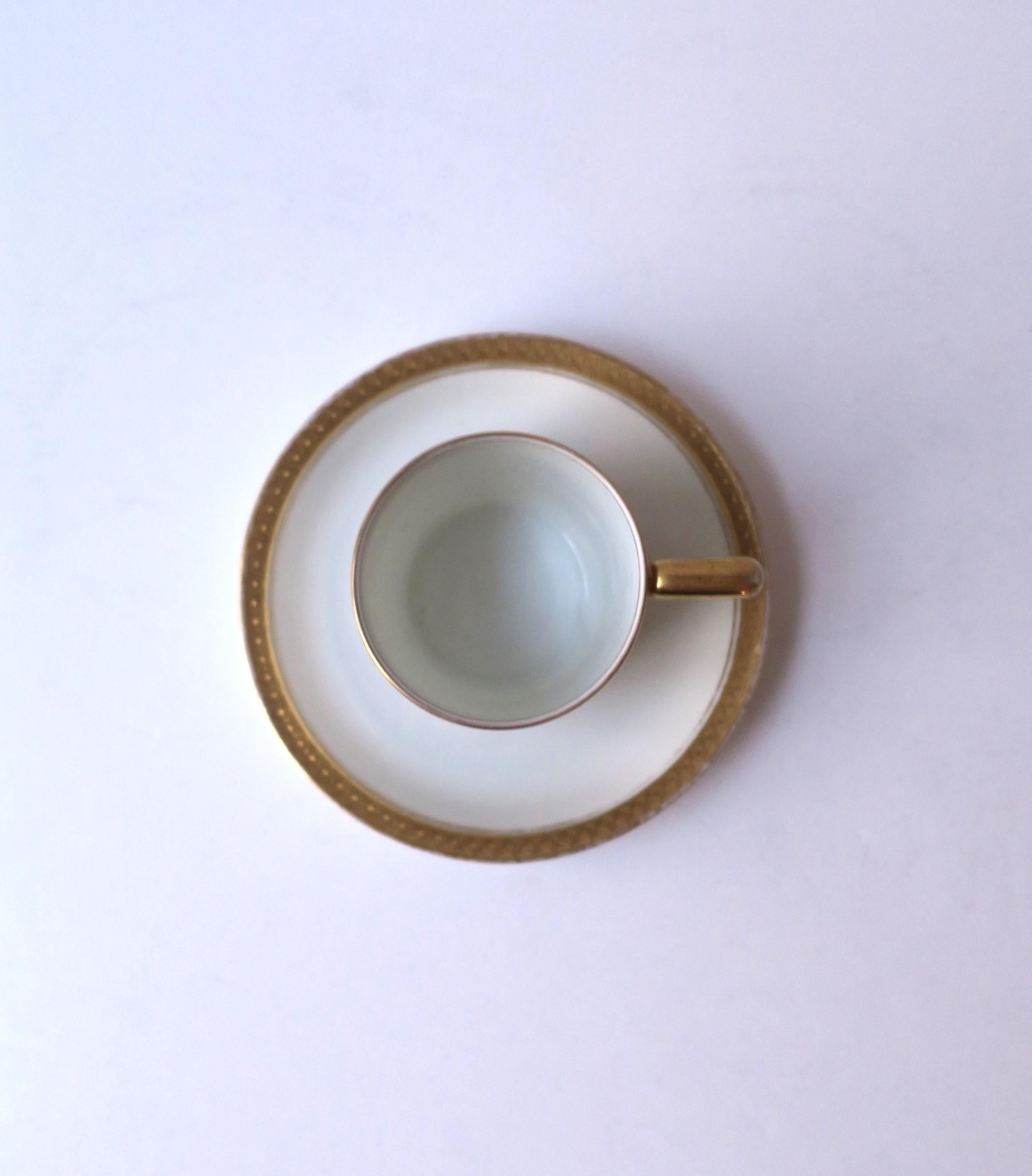 Porcelain White and Gold Coffee Espresso Tea Demitasse Cup and Saucer Rosenthal For Sale 1