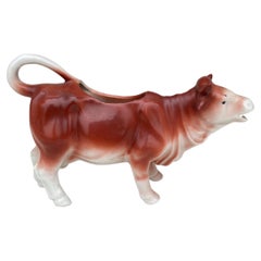 Porzellan-Weißer und brauner Kuh-Würfelcremeschale, um 1930