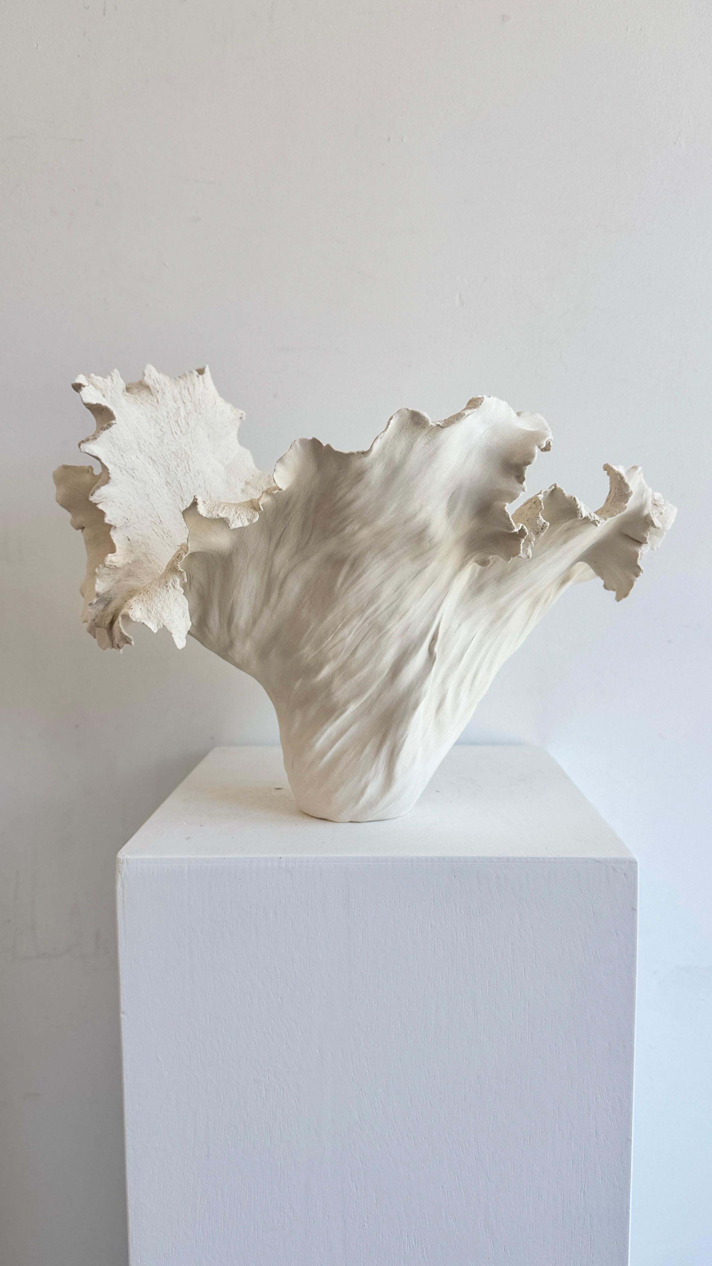 Modern Porcelain White Sculpture Vessel. Violet For Sale