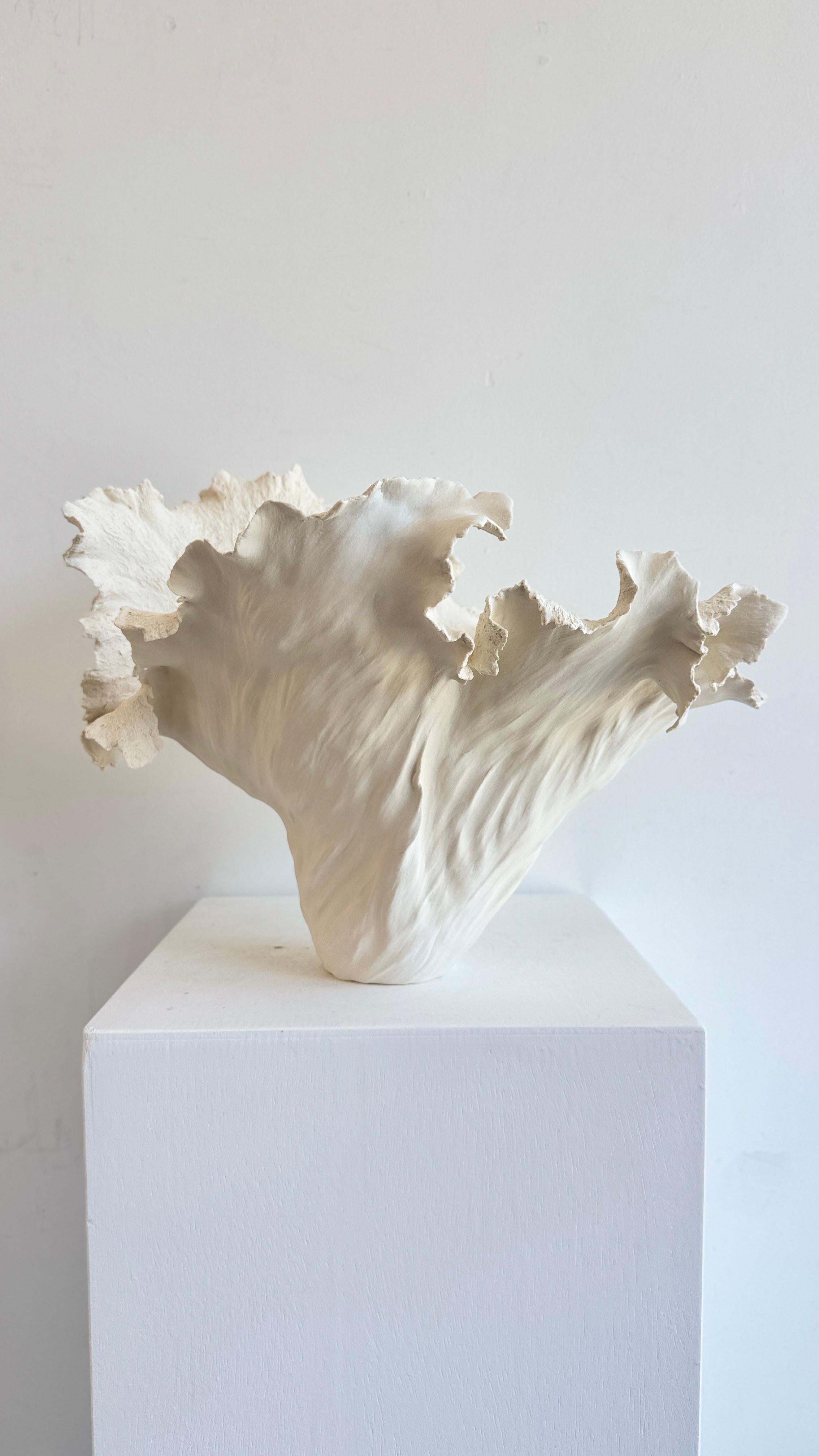 American Porcelain White Sculpture Vessel. Violet For Sale