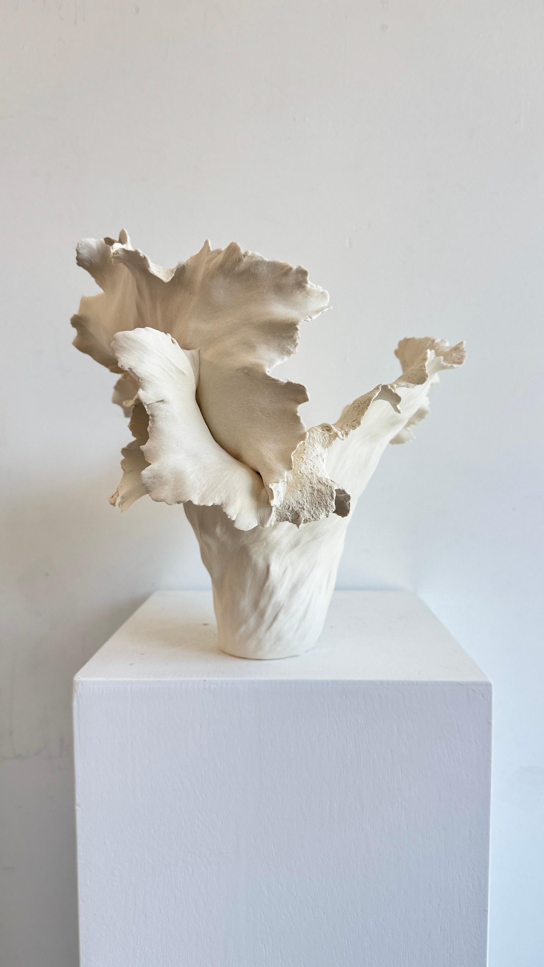 Contemporary Porcelain White Sculpture Vessel. Violet For Sale