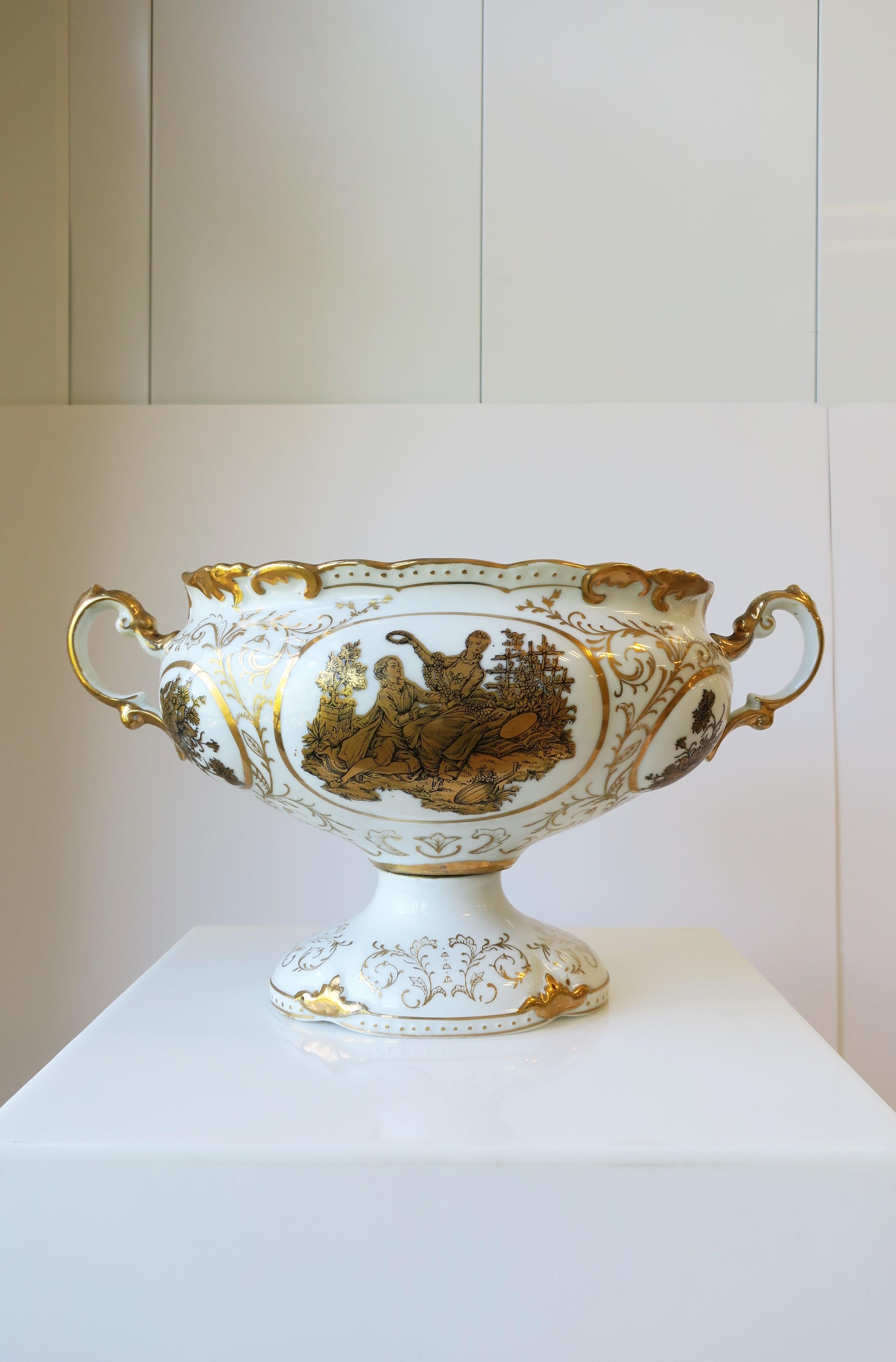 Gilt Italian Porcelain Urn or Jardinière Neoclassical Design  For Sale