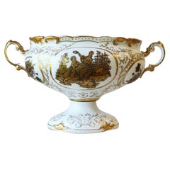 European White Porcelain Urn or Jardinière with Gold Neoclassical Design 