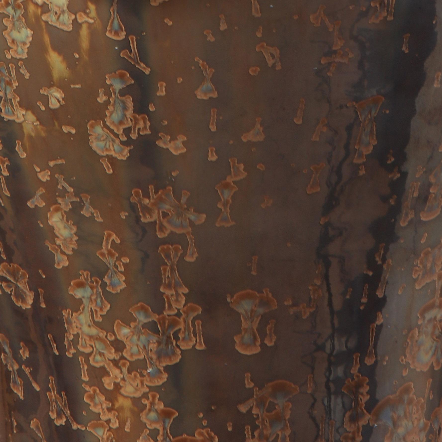 Contemporary Porcelain with Metallic Crystalline Glaze - Trumpet Form Table Lamp For Sale