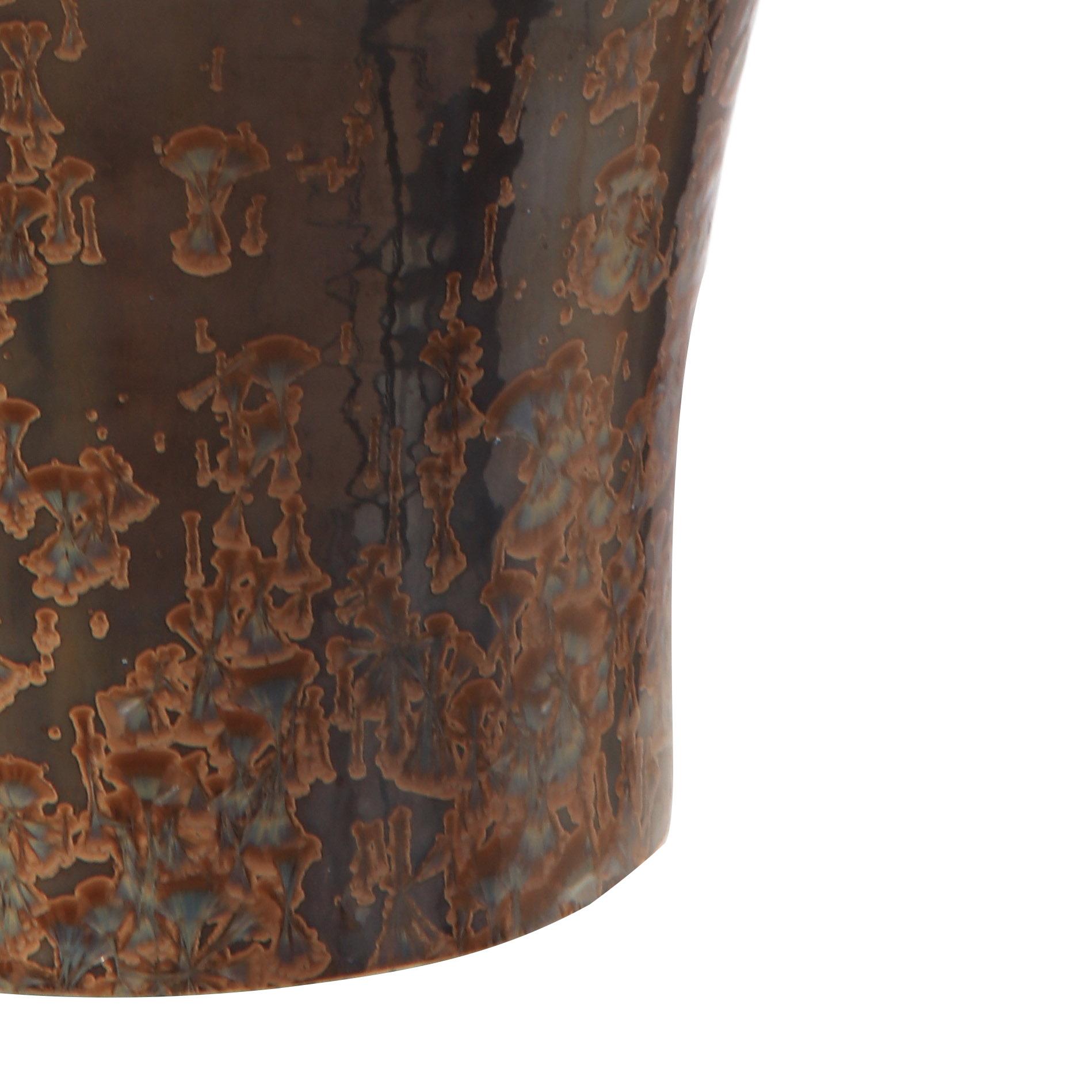 Ceramic Porcelain with Metallic Crystalline Glaze - Trumpet Form Table Lamp For Sale