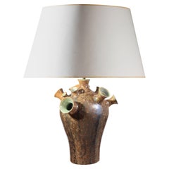 Porcelain with Metallic Crystalline Glaze - Trumpet Form Table Lamp Porcelain with Metallic Crystalline Glaze - Trumpet Form Table Lamp