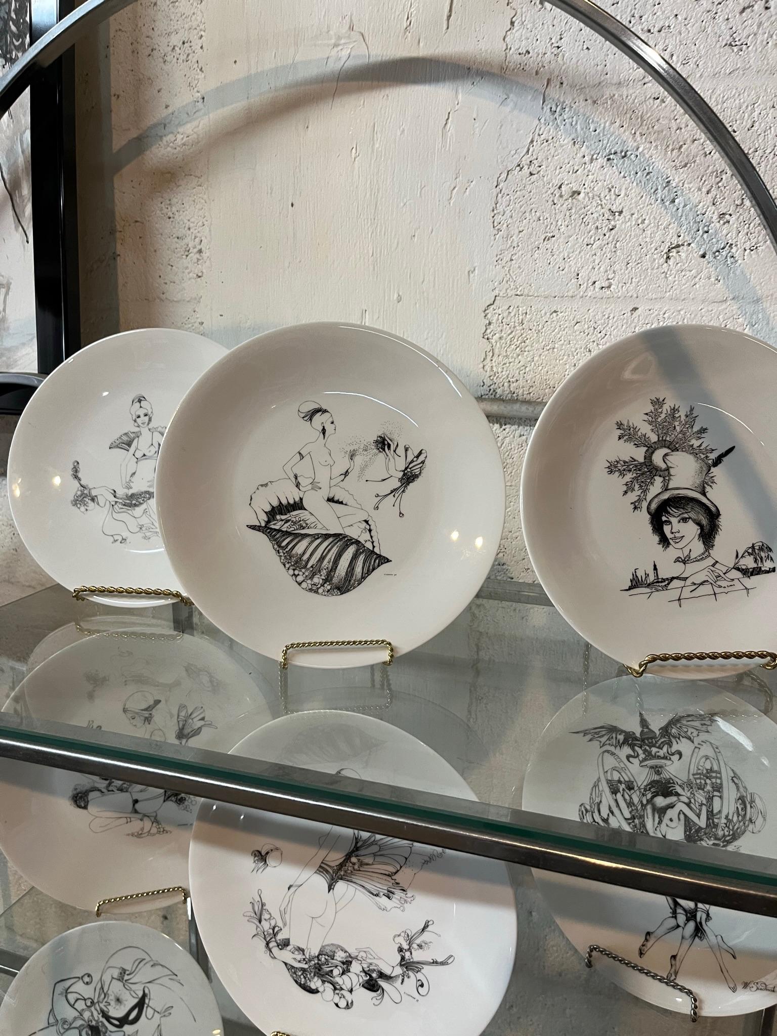 Hand-Painted Porcelain  Hand Painted Plates by Well-Known Artist Limited Edition For Sale