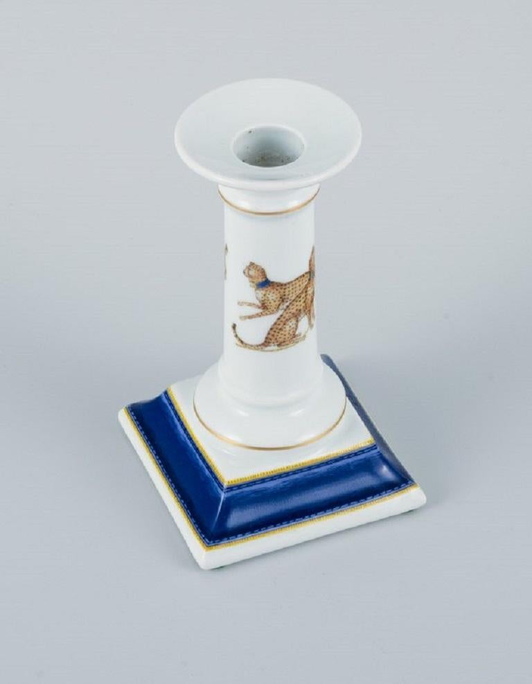 French Porcelaine de Paris 'Décor, Chasses Royales', Candlestick and a Small Bowl For Sale