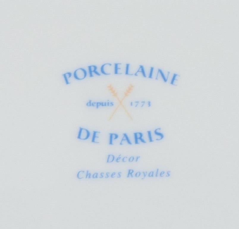Hand-Painted Porcelaine de Paris 'Décor, Chasses Royales', Two Cover Plates with Cheetahs For Sale