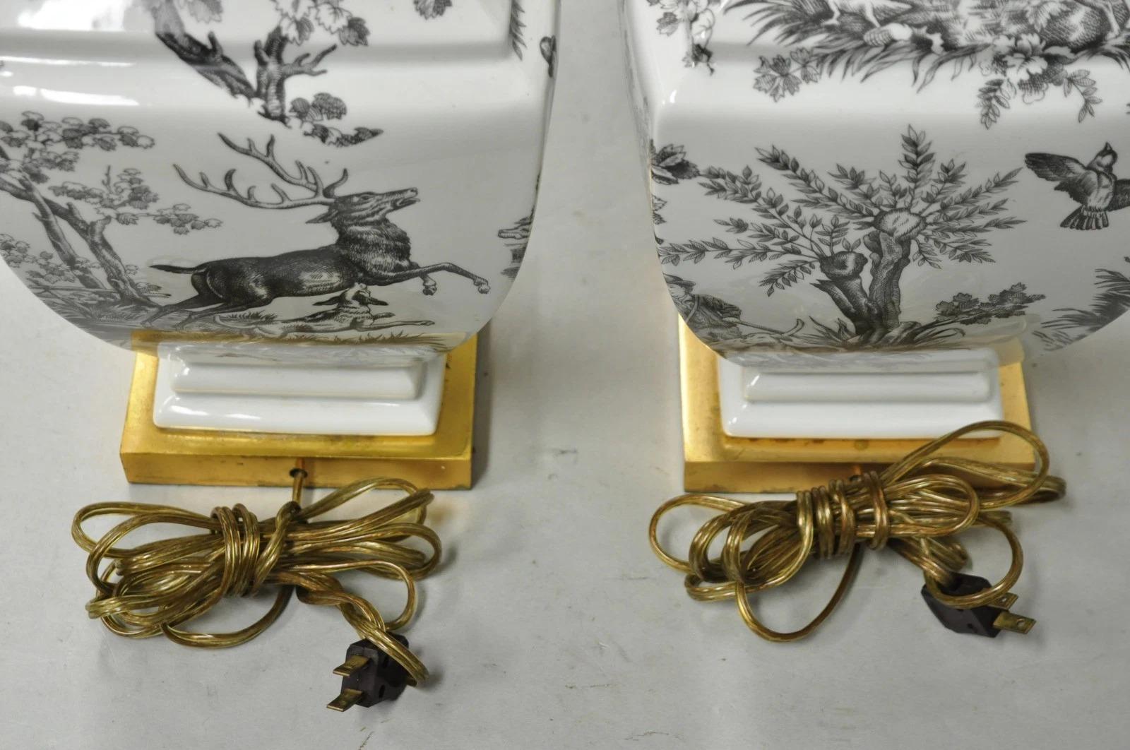 Porcelaine de Paris Toile Porcelaine Jardinierie Lampes de table Paire en vente 4