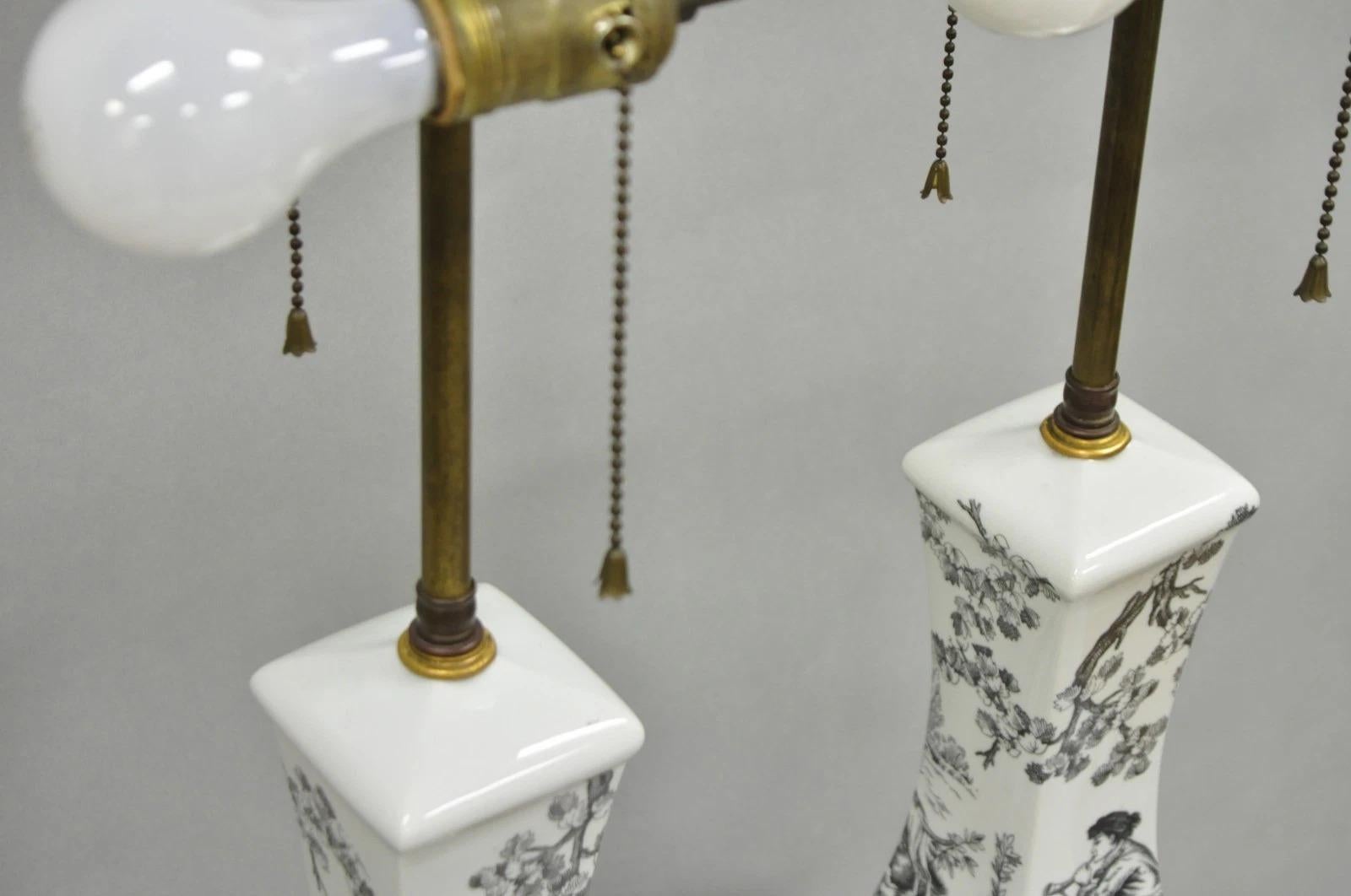 Porcelaine de Paris Toile Porcelaine Jardinierie Lampes de table Paire en vente 5