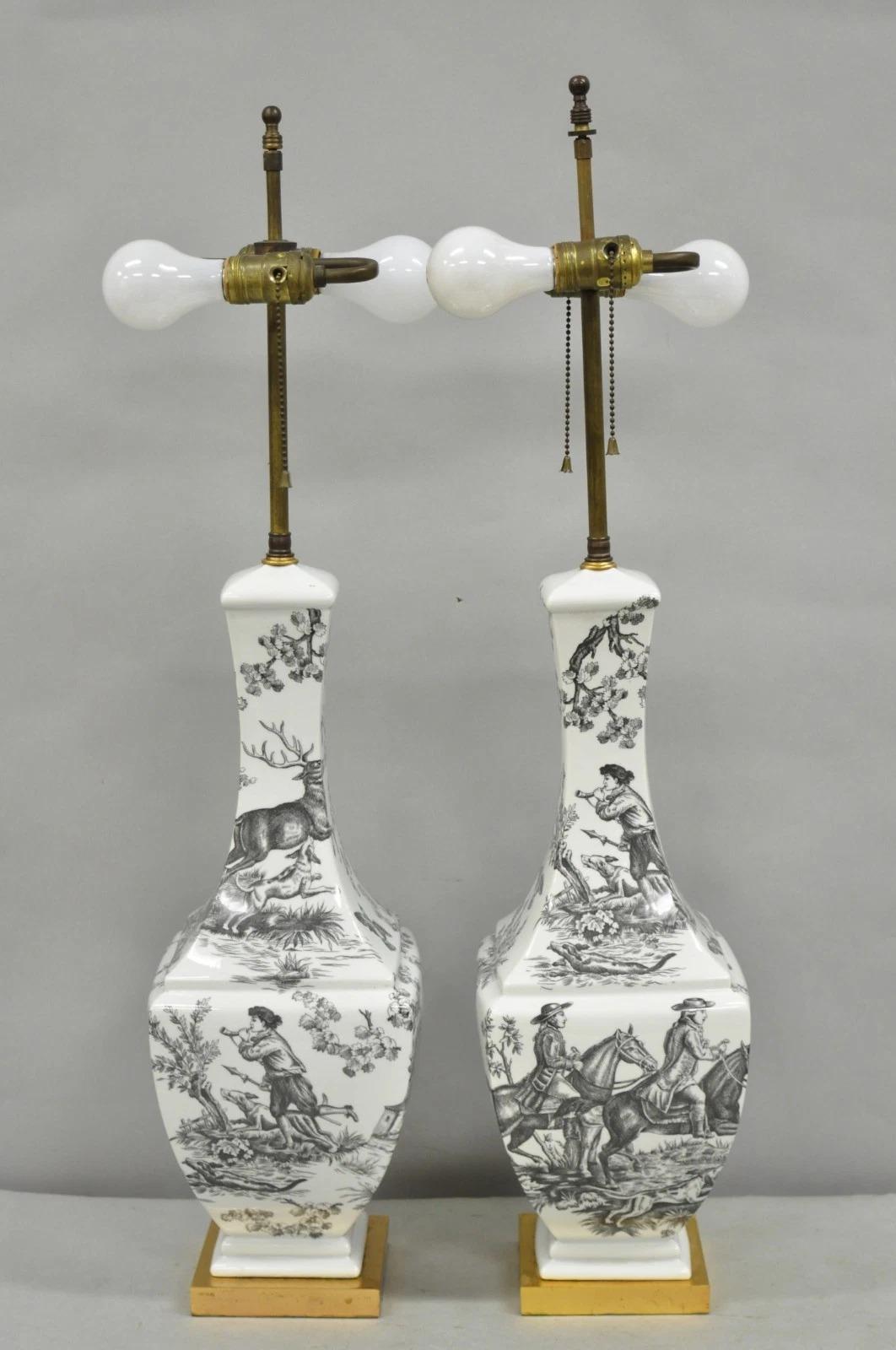 Porcelaine de Paris Toile Porcelaine Jardinierie Lampes de table Paire en vente 6