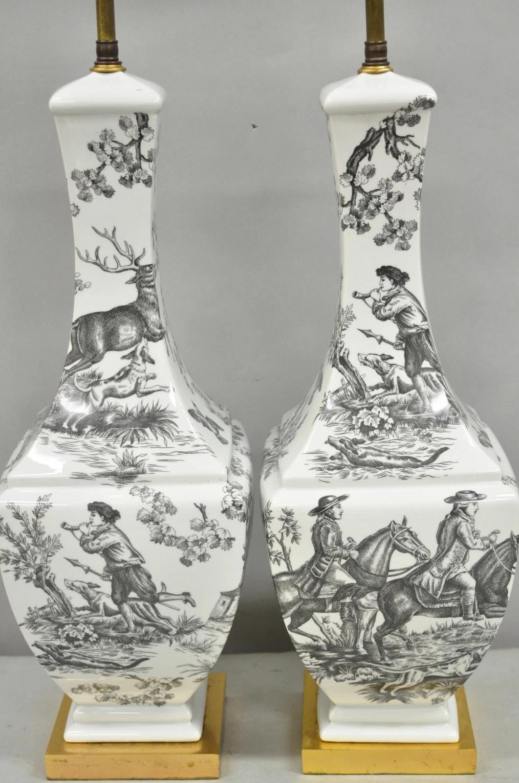 Autre Porcelaine de Paris Toile Porcelaine Jardinierie Lampes de table Paire en vente