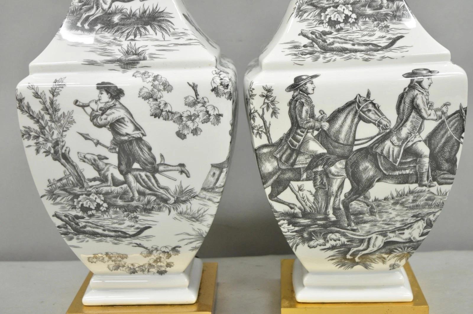 Inconnu Porcelaine de Paris Toile Porcelaine Jardinierie Lampes de table Paire en vente