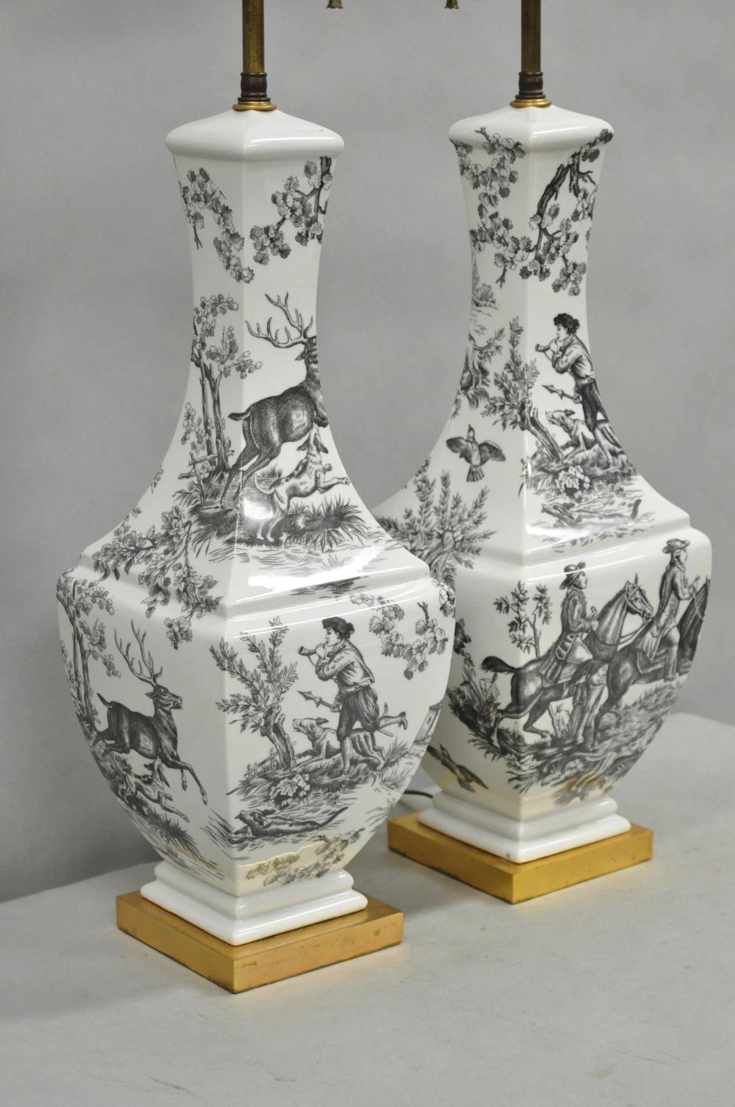 Porcelaine de Paris Toile Porcelaine Jardinierie Lampes de table Paire Bon état - En vente à Philadelphia, PA