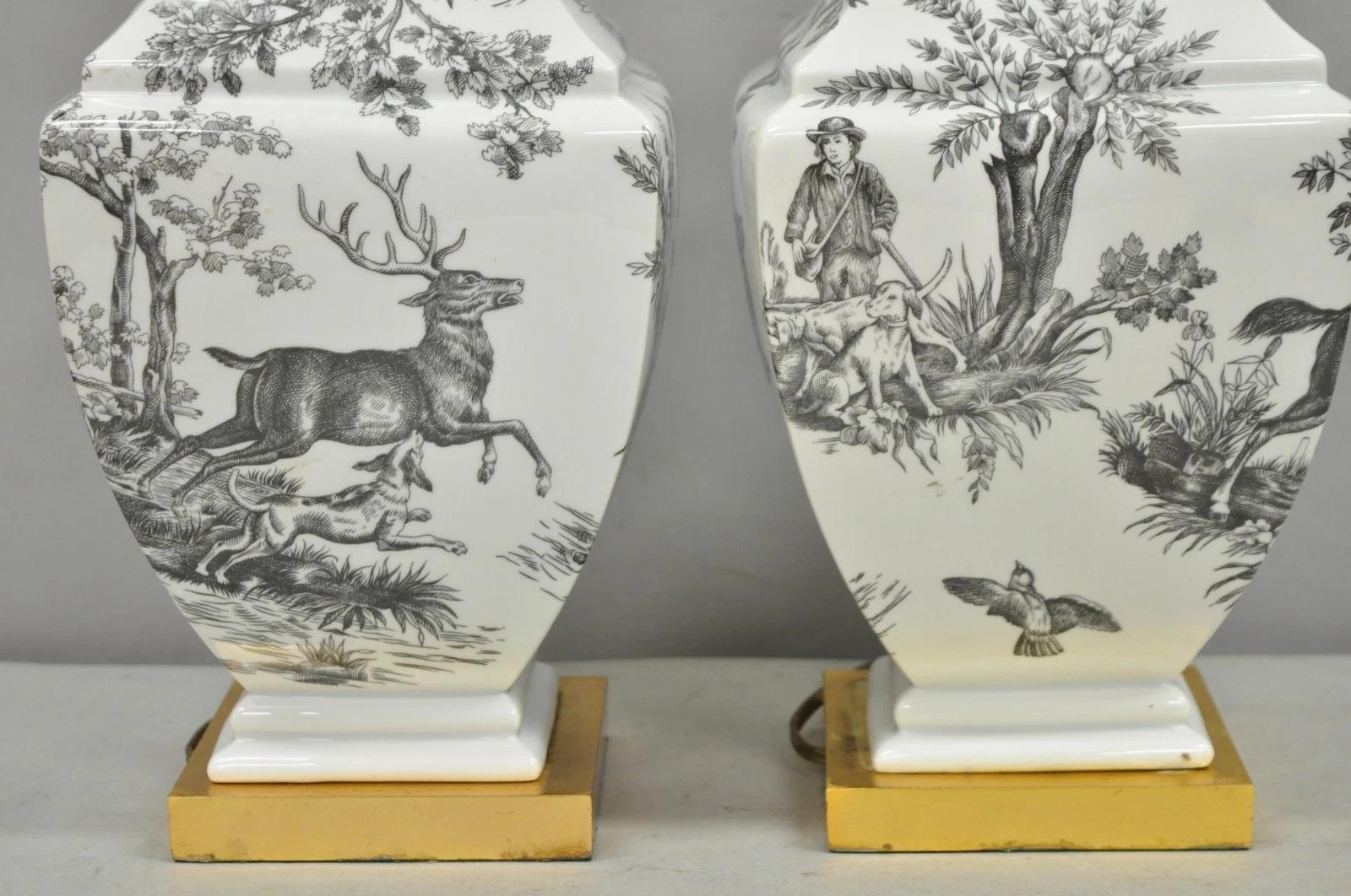 Porcelaine de Paris Toile Porcelaine Jardinierie Lampes de table Paire en vente 1
