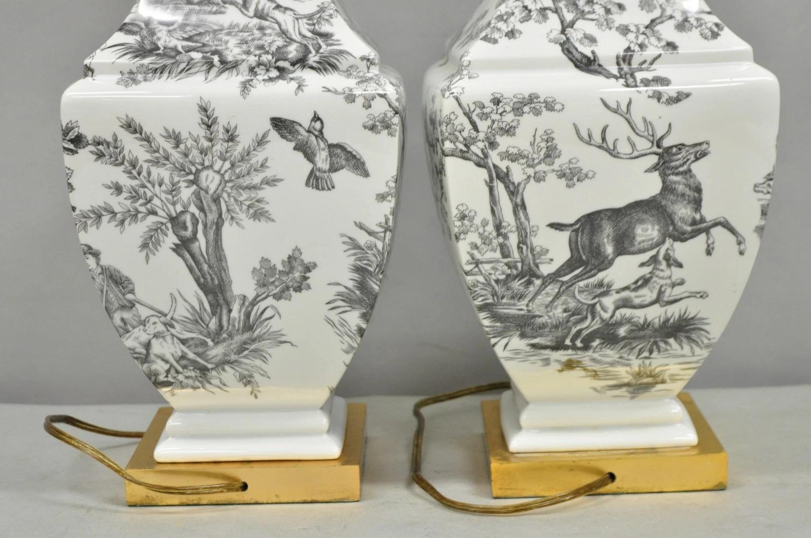 Porcelaine de Paris Toile Porcelaine Jardinierie Lampes de table Paire en vente 2