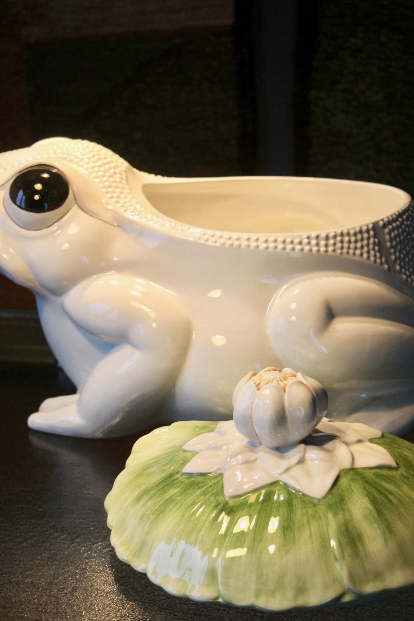 Porcelaine frog jardiniere For Sale 7