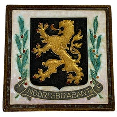 Vintage Porceleyne Fles Delft Cloisonné Tile with the Coat of Arms of Noord-Brabant