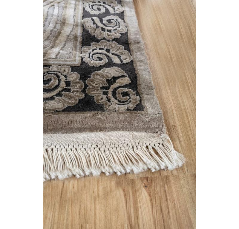 Modern Porcella Pebble & Black Olive 200X300 cm Handknotted Rug For Sale