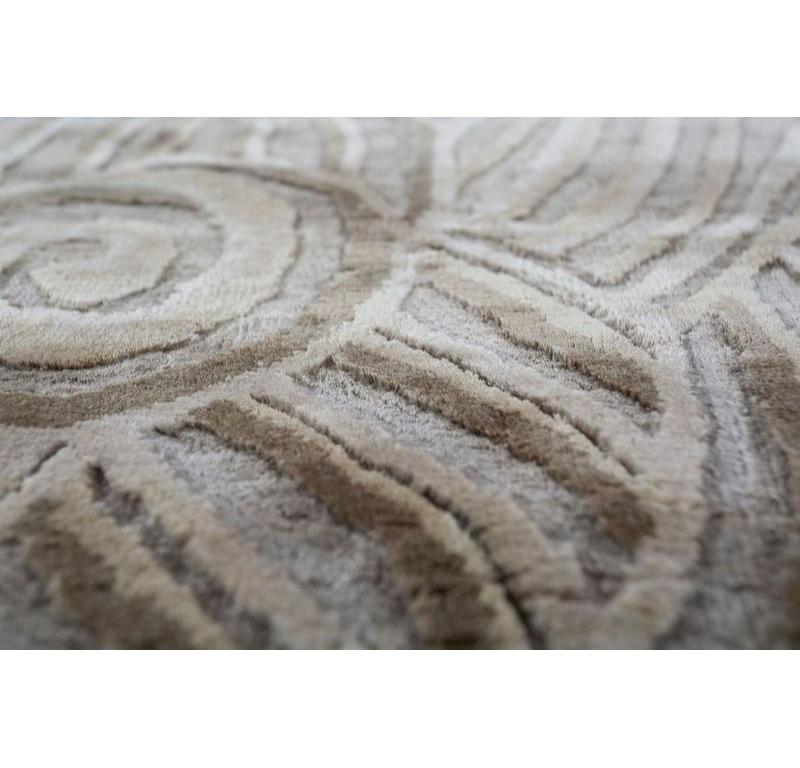 Indian Porcella Pebble & Black Olive 200X300 cm Handknotted Rug For Sale