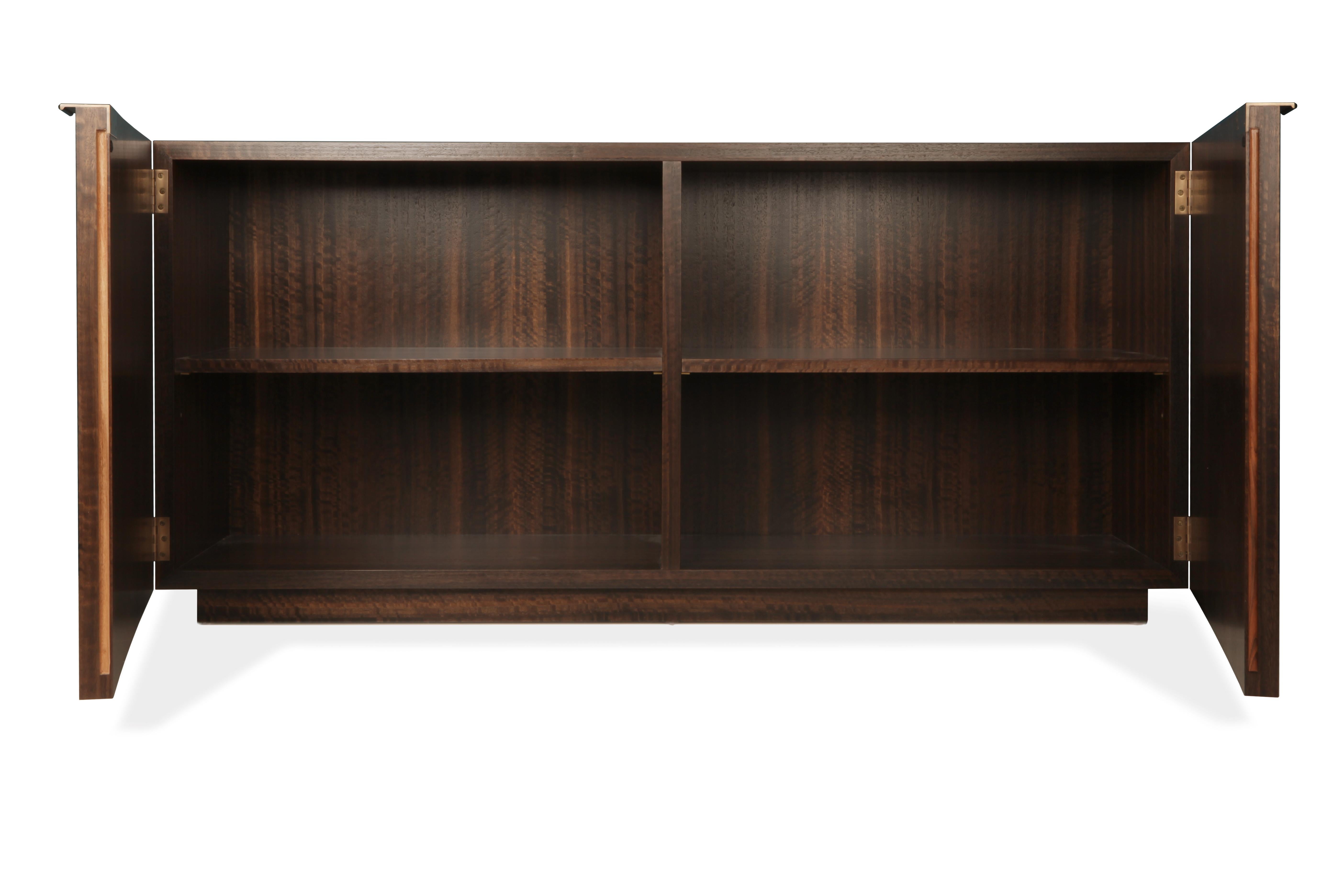 British Porchester Sideboard, Smoked Eucalyptus Handcrafted Cabinet with Mica Inlay For Sale