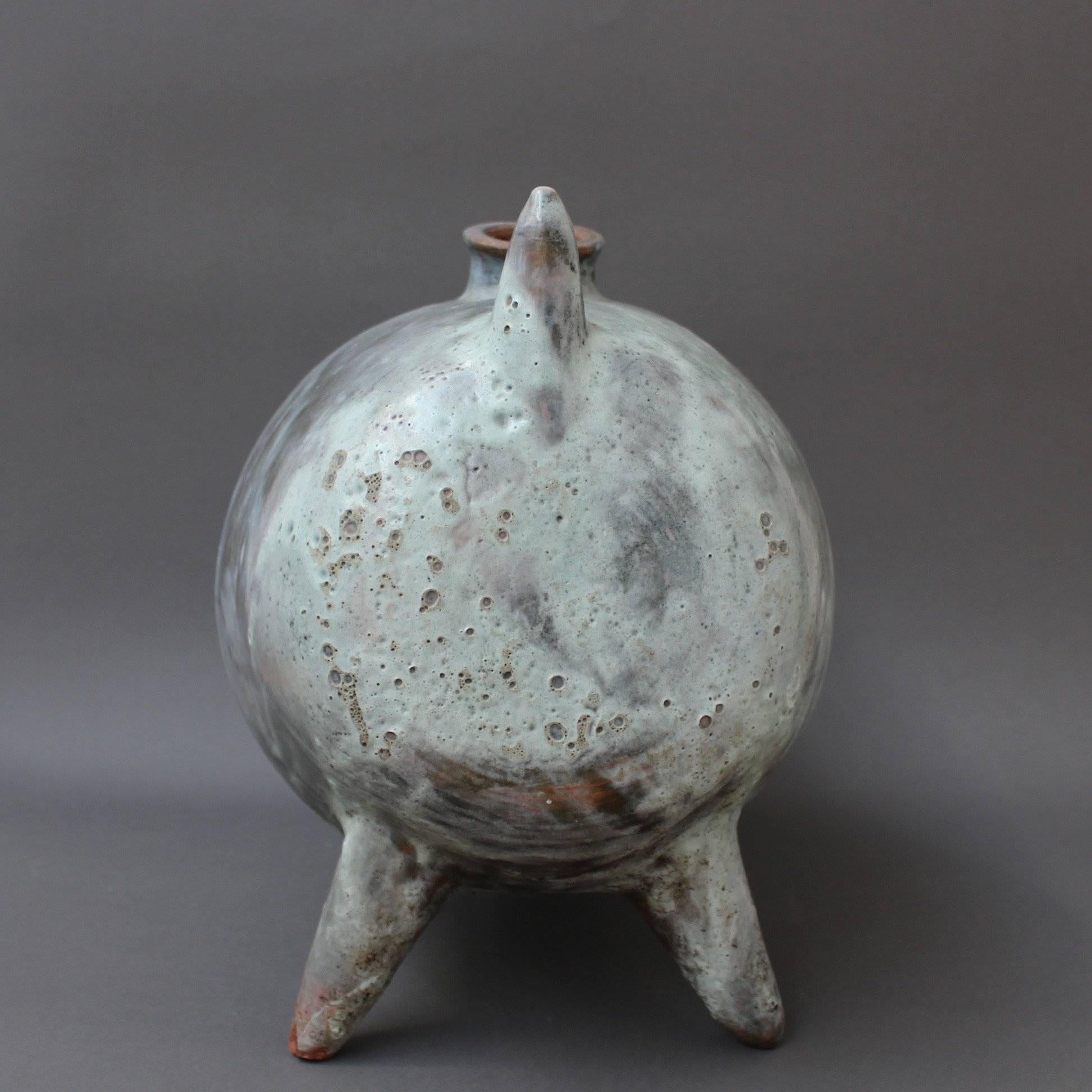 Mid-century Porcine Ceramic Table Lamp with Verdigris Matte Glaze, circa 1960s 4