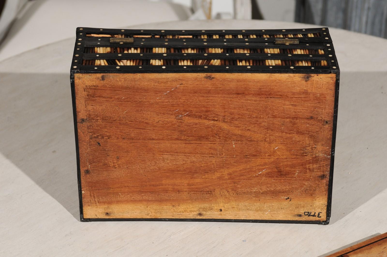 Porcupine Quill and Ebonized Wood Spice Box with Inlay and Lidded Compartments 5