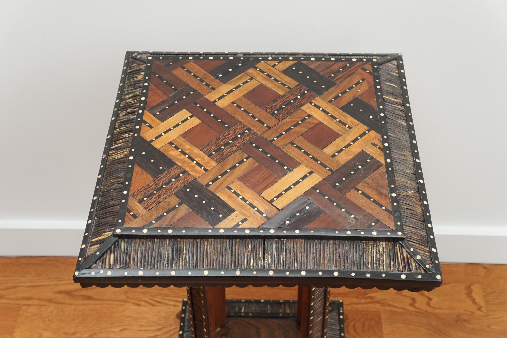 Anglo-Indian Porcupine Quill Detailed Accent Table