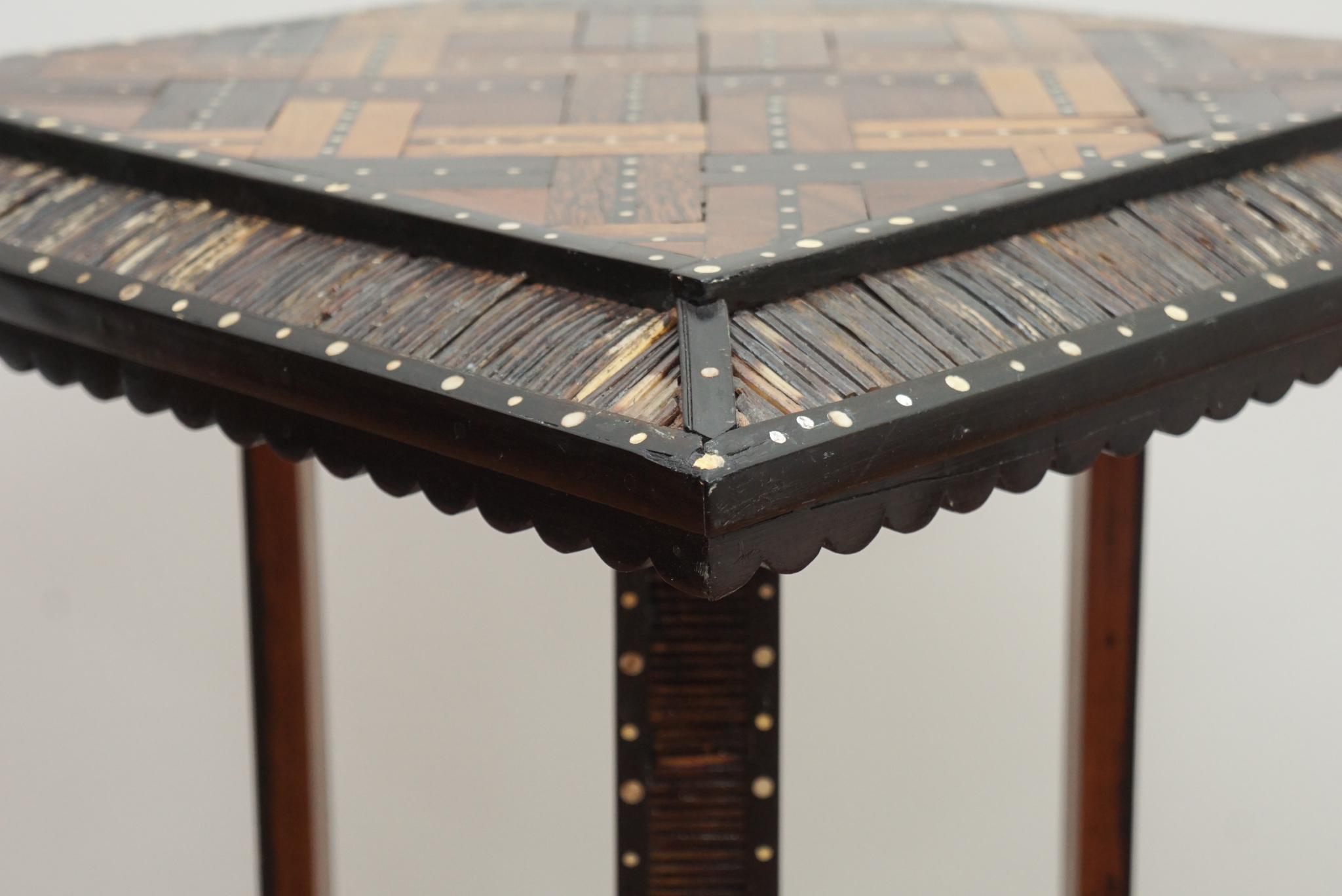 19th Century Porcupine Quill Detailed Accent Table