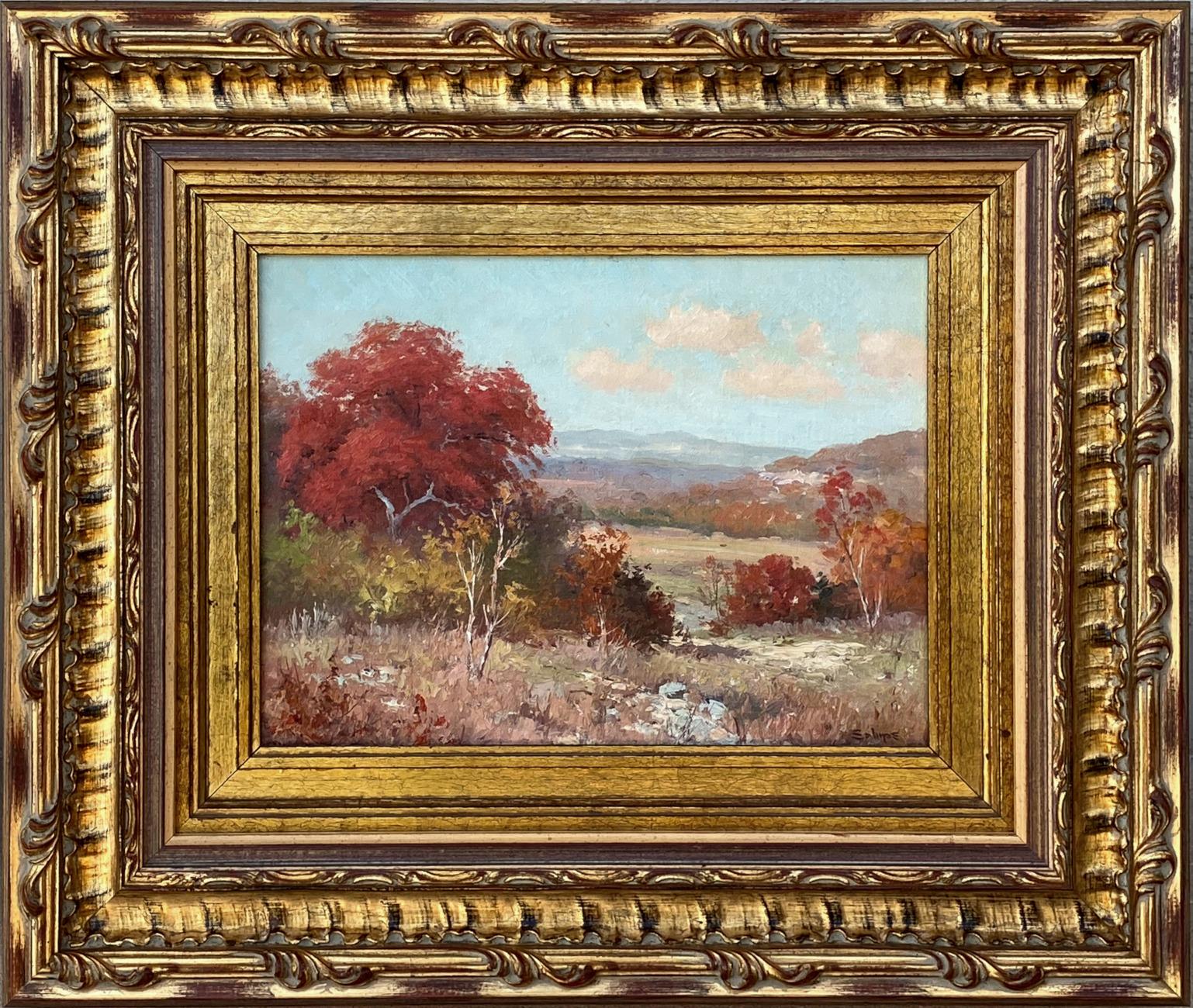 Porfirio Salinas Landscape Painting - "AUTUMN LANDSCAPE"  1936  TEXAS HILL COUNTRY PAINTING