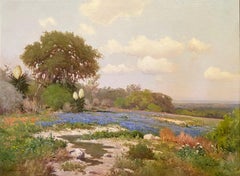 "BLUEBONNET" TEXAS HILL COUNTRY WILDFLOWER LANDSCAPE PUBLISHED PIECE 30 x 40