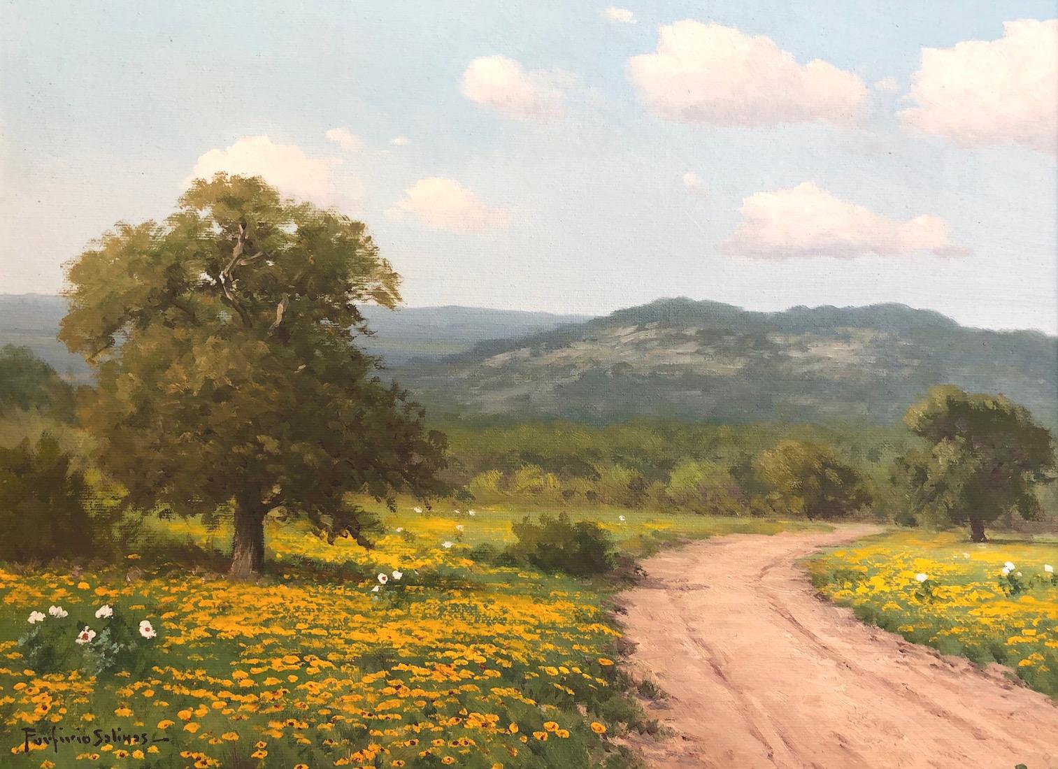 Porfirio Salinas Landscape Painting - "Coreopsis 
Poppies"  Texas Hill Country Landscape