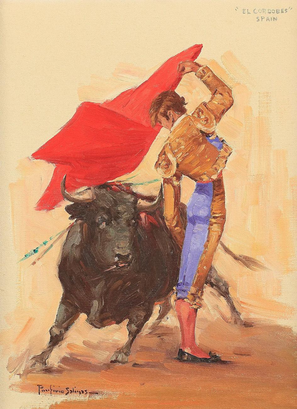 "El Cordobés" Spain Bullfighter, Matador Action Scene Beautiful Bull Fight