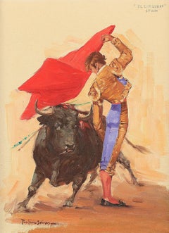 "El Cordobés" Spain Bullfighter, Matador Action Scene Beautiful Bull Fight