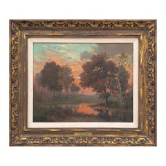 "Evening Sunset" Early Texas Impressionist Country Landscape Painting