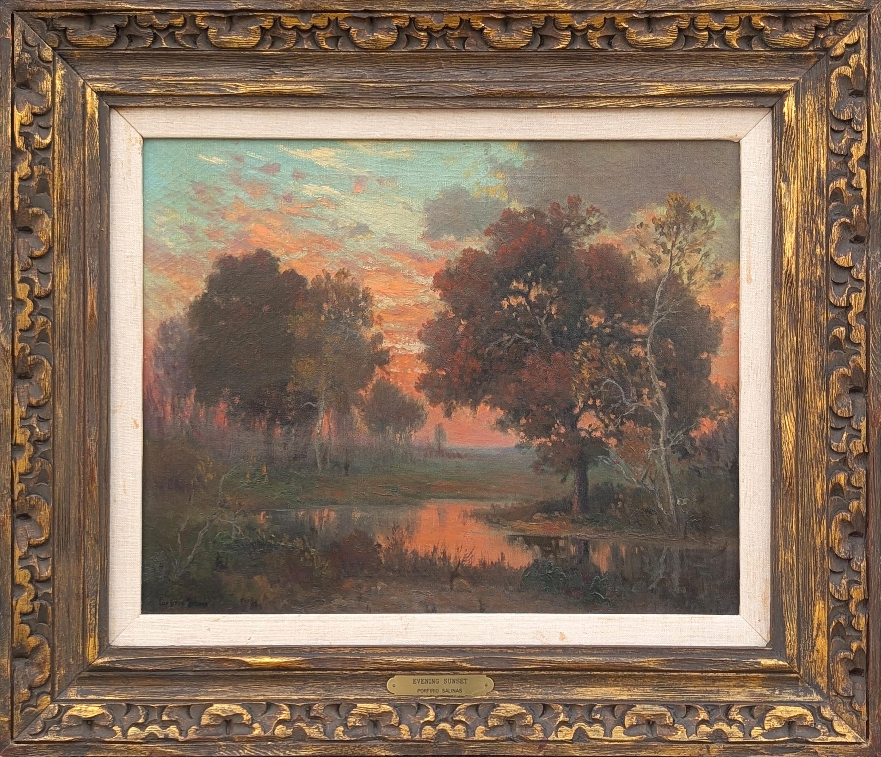 "Evening Sunset" Early Texas Impressionist Country Landscape Painting