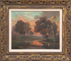 "Evening Sunset" Early Texas Impressionist Country Landscape Painting