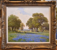 "Lazy Days Blues"  TEXAS BLUEBONNETS,  NICE LARGER SIZE LANDSCAPE CIRCA 1950