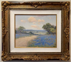 "PATH THROUGH BLUE "  TEXAS HILL COUNTRY BLUEBONNET WILDFLOWERS DATED 1930