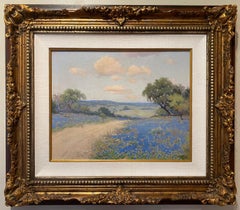 « PATH THROUGH BLUE » TEXAS HILL COUNTRY BLUEBONNET WILDFLOWERS DATED 1930