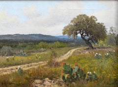 « PRICKLY PEAR PATH » CACTUS DE LA RÉGION DES COLLINES DU TEXAS Taille du cadre : 21 x 25