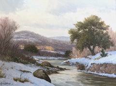 "Snow Scene"  Texas Hill Country Landscape River Rare Winter Scene