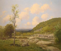 "SPRING CREEK" TEXAS HILL COUNTRY. CANVAS 25 X 30 DATED 1951 PORFIRIO SALINAS