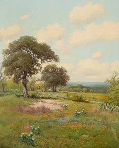 "TEXAS HILL COUNTRY" 1951 WILDBLUMENLANDSCHAFT PORFIRIO SALINAS 59 X 49 GERAHMT